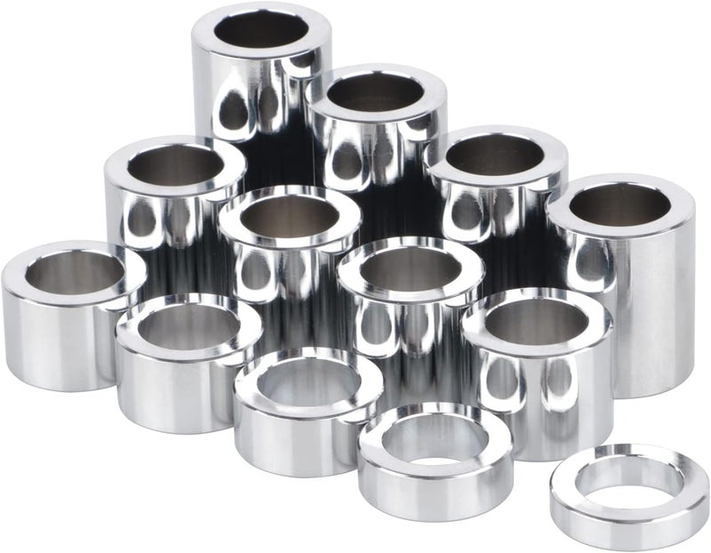 YDLMT 13 Pcs Chrome Universal Wheel Axle Spacer Kit ID 3/4" OD 1 1/8" For Harley Custom Bobbers Choppers Dyna Softail Sportster V-Rod Touring - Image 1